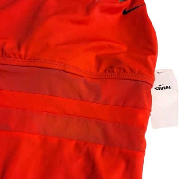 Nike Swim Solid Mesh V- Back One Piece Red Competition Swimwear Racing L - Picture 6 of 7
